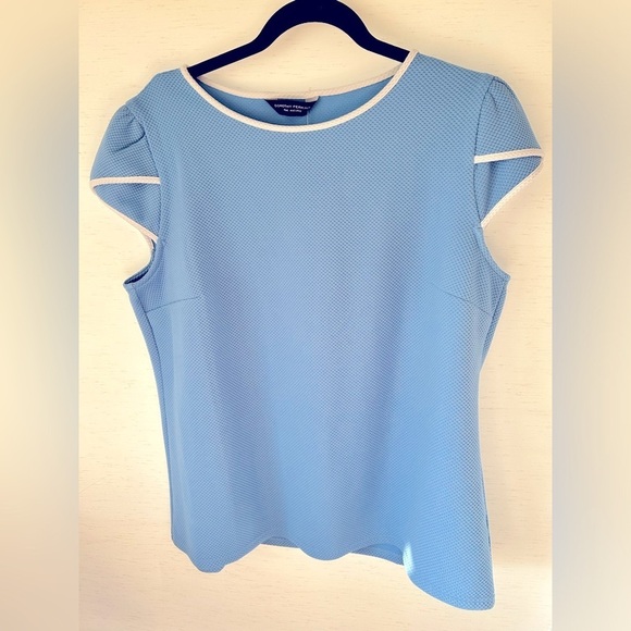 4/$20 Dorothy Perkins  NWT white lined puff short sleeve blue top- Size 14 - Picture 2 of 12